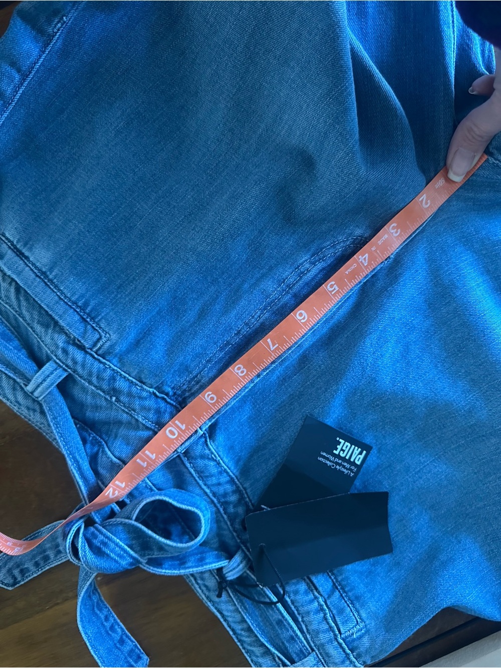 Paige Anessa Wide Leg Tie-Waist Denim Jeans - Blue size 31 NWT - Picture 8 of 11